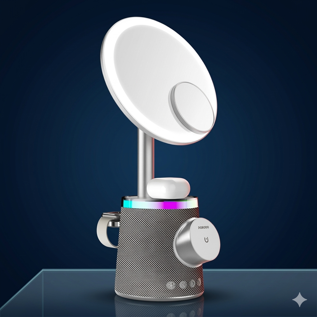 PORODO SELFIE MIRROR, SPEAKER AND WIRELESS CHARGER